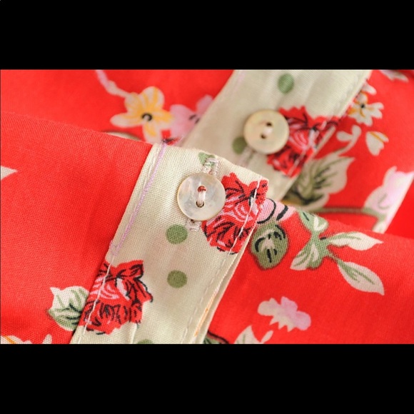 Red V Neck Boho Floral Gypsy Print Maxi Dress - Picture 8 of 16